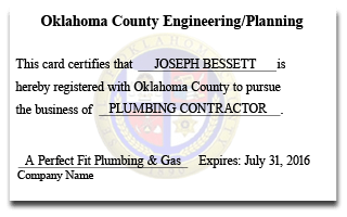 Oklahoma County Plumbing Contractor
